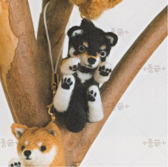 Wollen vilt prik, dier egel, kat, panda, konijn zeehond yucococafe. wollen vilt naaldvilten decoratie knutselen handwerk: K