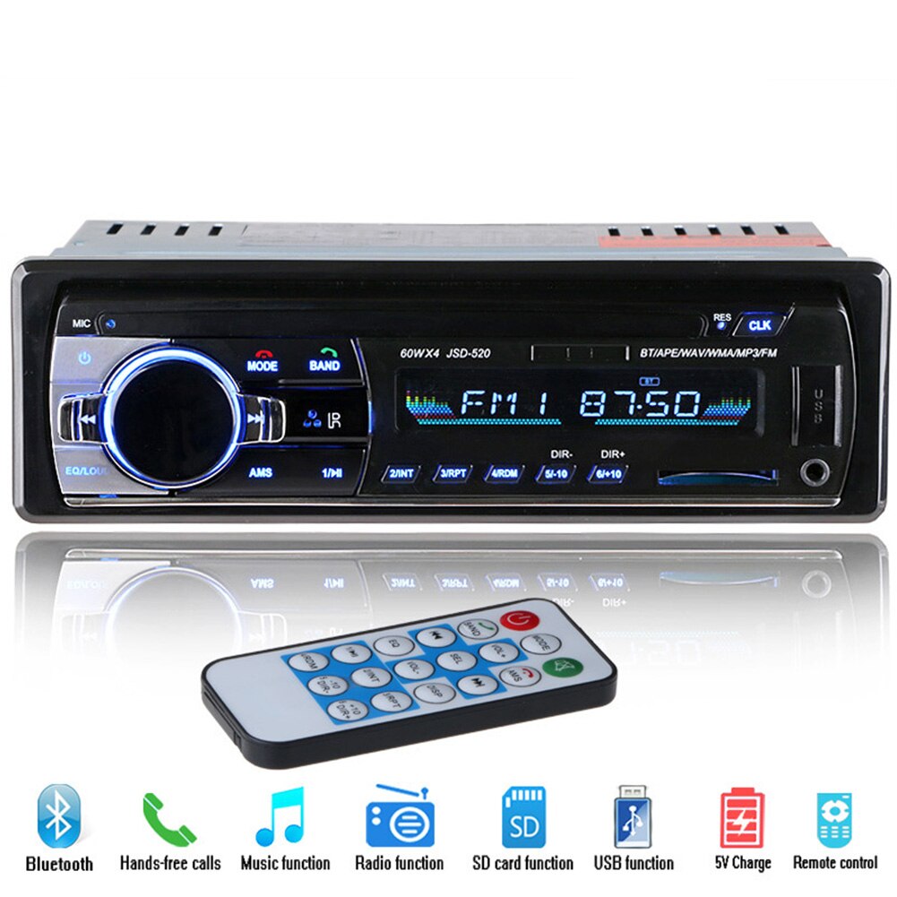 12V Bluetooth Car Stereo FM Radio MP3 Audio Player ChargerB SDX Auto Electronics Subwoofer In-Dash 1 DIN Autoradio