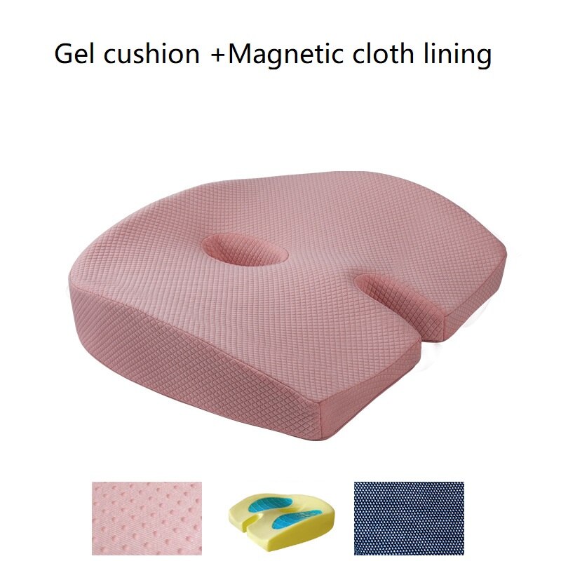 Cojín de ciática para asiento de coche, almohadilla ortopédica antideslizante para sentarse, alivio del dolor de hueso trasero, espuma hueca, cojín para elevar: pink gel cushion