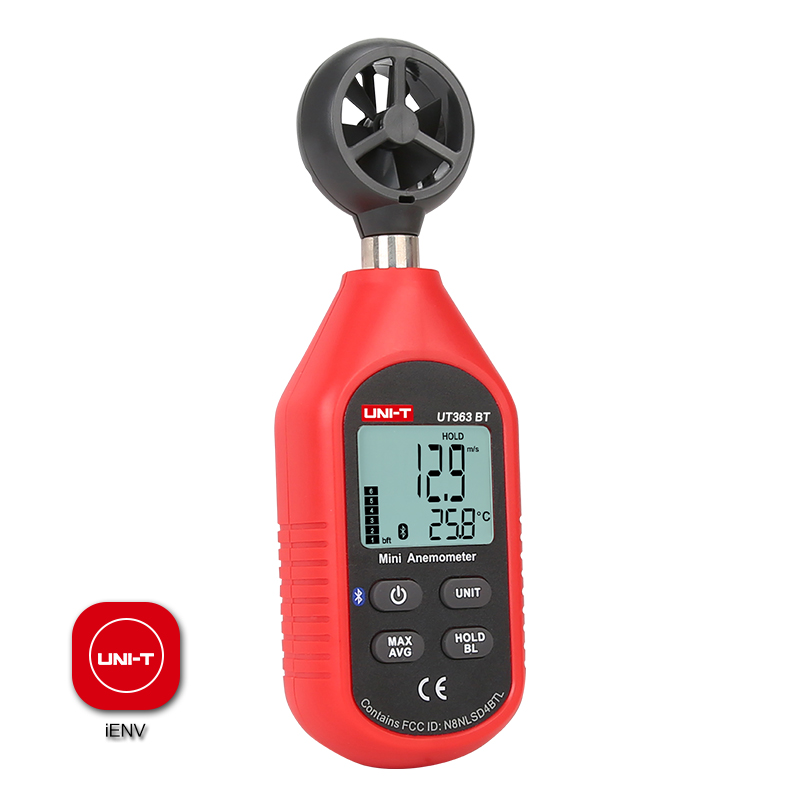 Anemómetro Bluetooth UNI-T Mini Digital, probador de temperatura, viento máximo medido 0,1 m/S, velocidad de arranque 30 m/S