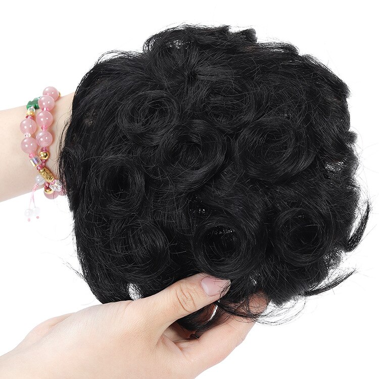Halo dame beauté bouclés cheveux humains Toppers toupet frange indien Non-Remy remplacement pince ins couronne cheveux pièces pour femmes et hommes: curly black