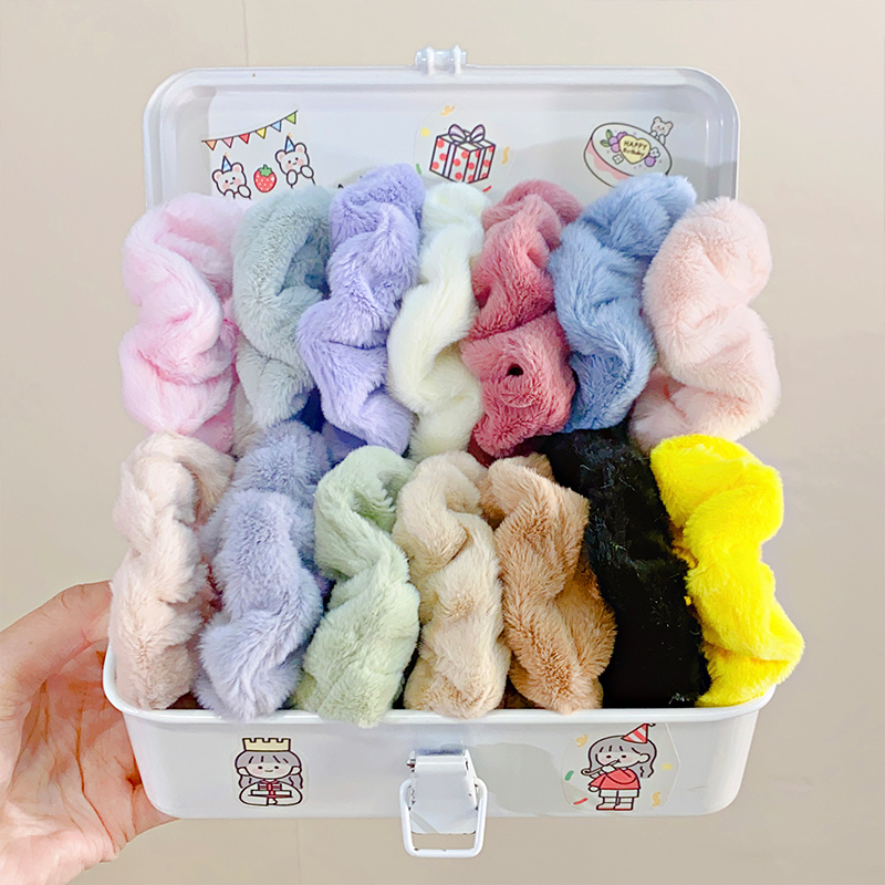 Banda ancha para el cabello de felpa suave y sólida para mujeres y niñas, coleteros, lazo para el cabello, banda de goma esponjosa, accesorios para el cabello de