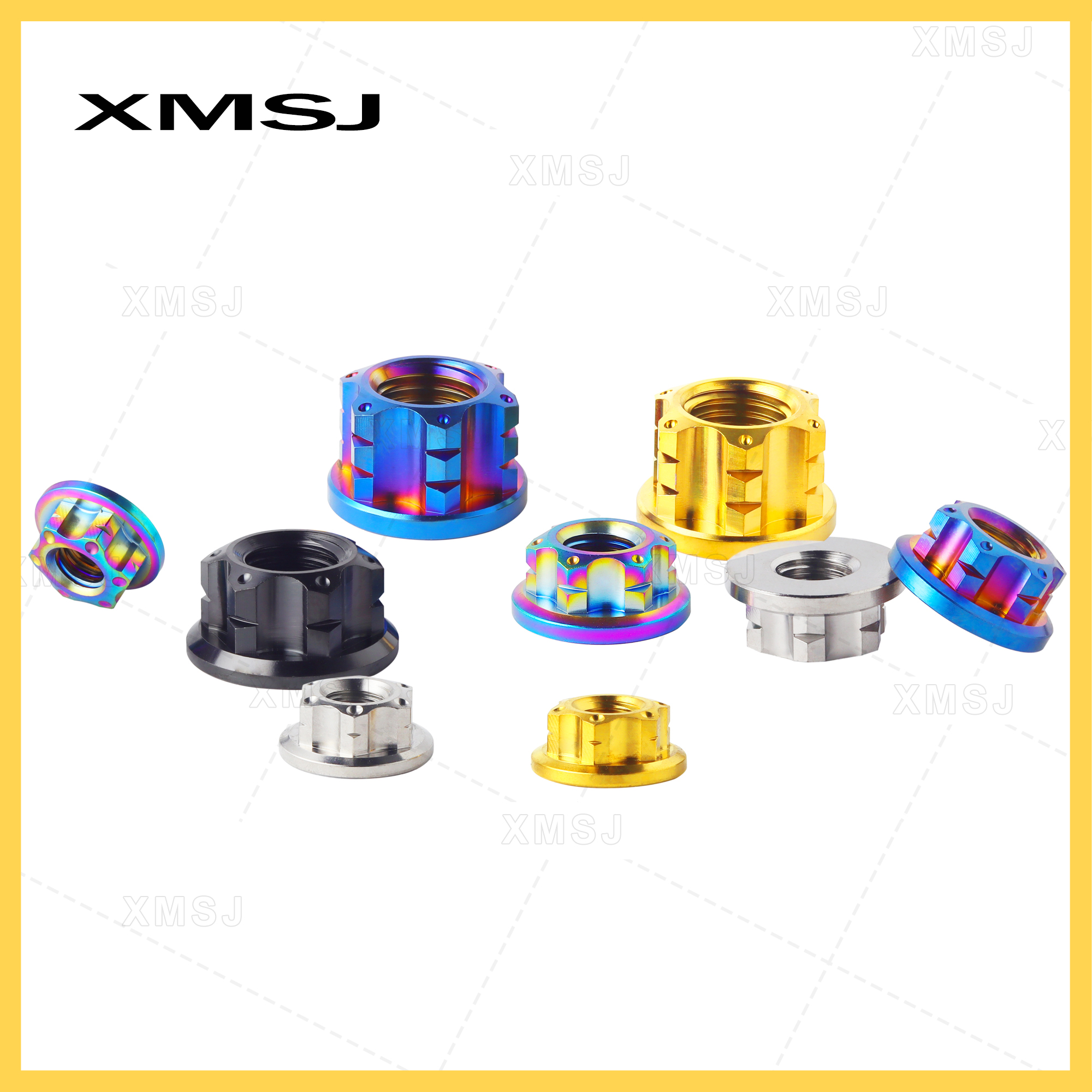 XMSJ M6 M8 M10 M12 Hex Hexagon Flange Titanium Nuts Rear Axle Lock Nut for Bike Motorcycle Fastener Titanium Hex Flange Nuts