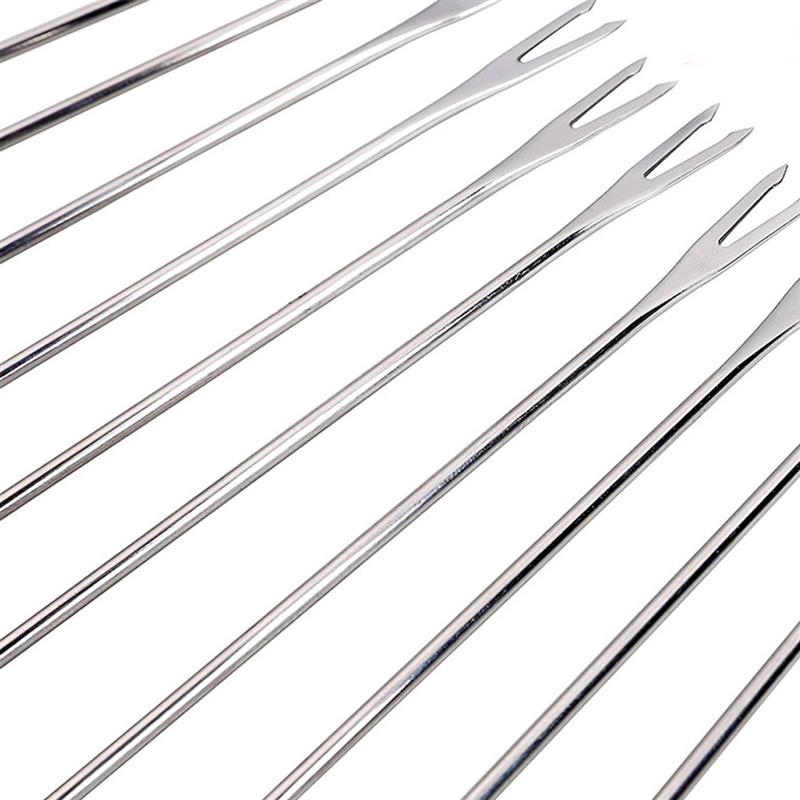 7 Stuks 21 Cm/8.2 ''304 Rvs Vork Koreaanse Lange Steel Diner Vork Cake Fruit Dessert Vorken set Keuken Bestek Voor Party