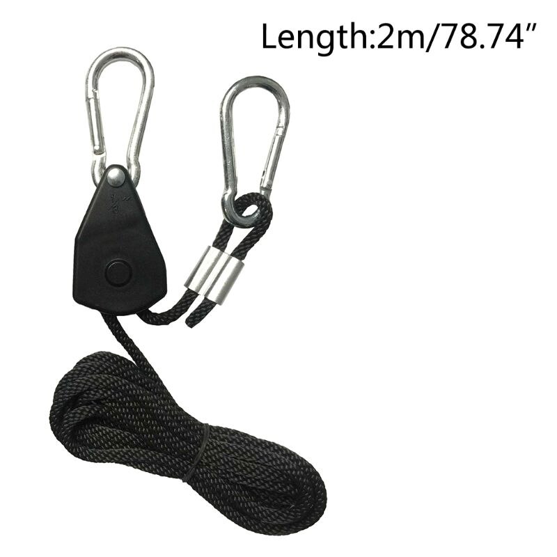 2pcs 1/8&quot; Pulley Rope Ratchet 150lb Heavy Locking Hanger Lifting Lanyard for Tent Room Fan Grow Plant Camping Hiking