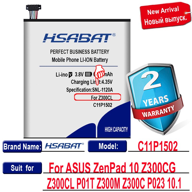 HSABAT 6600mAh C11P1502 batería para ASUS ZenPad 10 Z300C Z300CL Z300CG Z300M P023 P01T 10,1