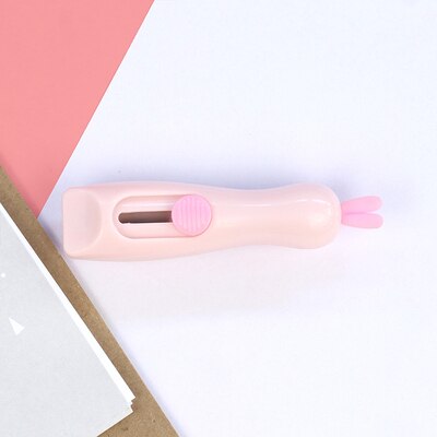 Mini cuchillo de conejo Kawaii, utensilio portátil, cortador de papel, papelería de oficina, abridor de sobre con pata de gatito: C-Pink