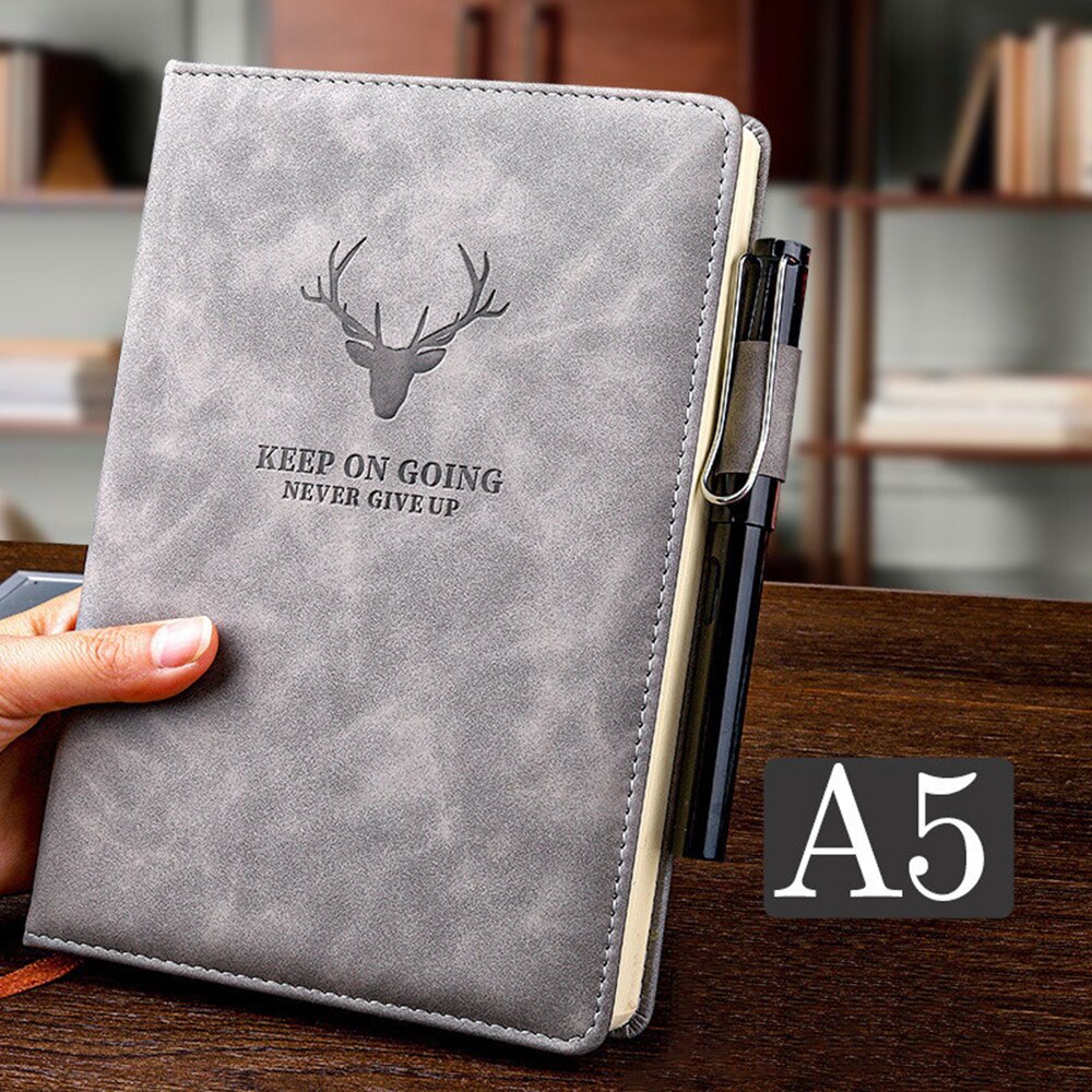360 Pagina 'S Super Dikke Lederen A5 Notebook Dagelijks Business Office Werk Notebooks Notepad Dagboek Schoolbenodigdheden: Grey