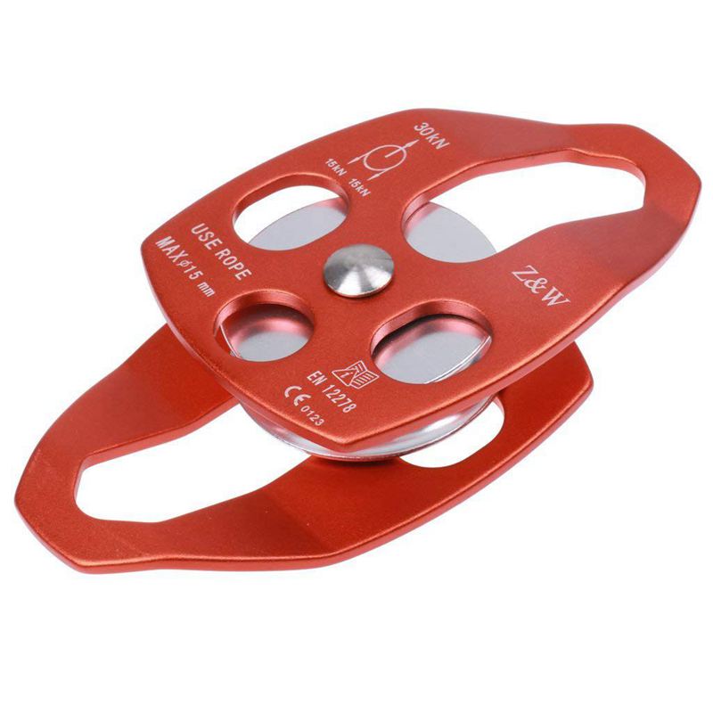 30kn Rope pulley great rea Simple / Double For Tree Climbing Lifting - One Size , Orange