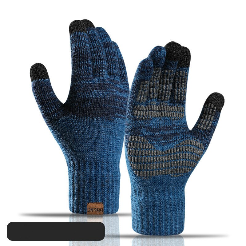 Touch Screen Handschoenen Voor De Winter Wol Gebreide Heren Handschoenen Vrouwelijke Warme Mitten Outdoor Rijden Koude-Proof Handschoen guantes Mitt: Lake blue