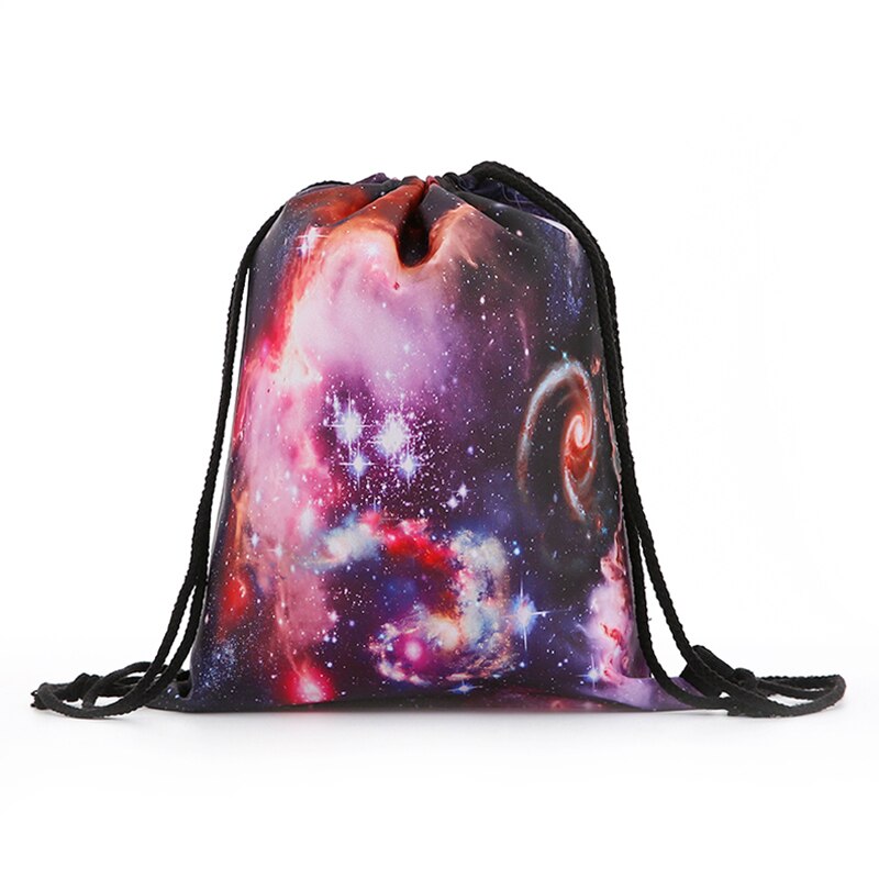 Reppu naisille mini kiristysnyöri tähtitaivas reppu 3d painatus matkalaukut miehet mochila kiristysnyöri laukku girs