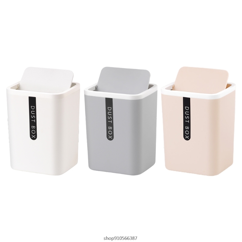 Mini Desktop Trash Can Tabletop Plastic Waste Bin with Lid Countertop Garbage Basket Trashbox Home Office Desk