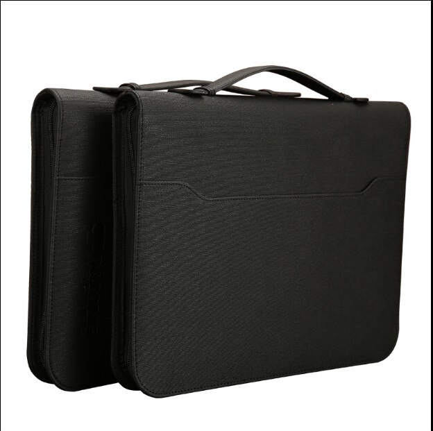 A4 File Folder Notebook Briefcase with Calculator Padfolio PU Leather Binder Manager Document Organizer Classeuer Hand Clip File