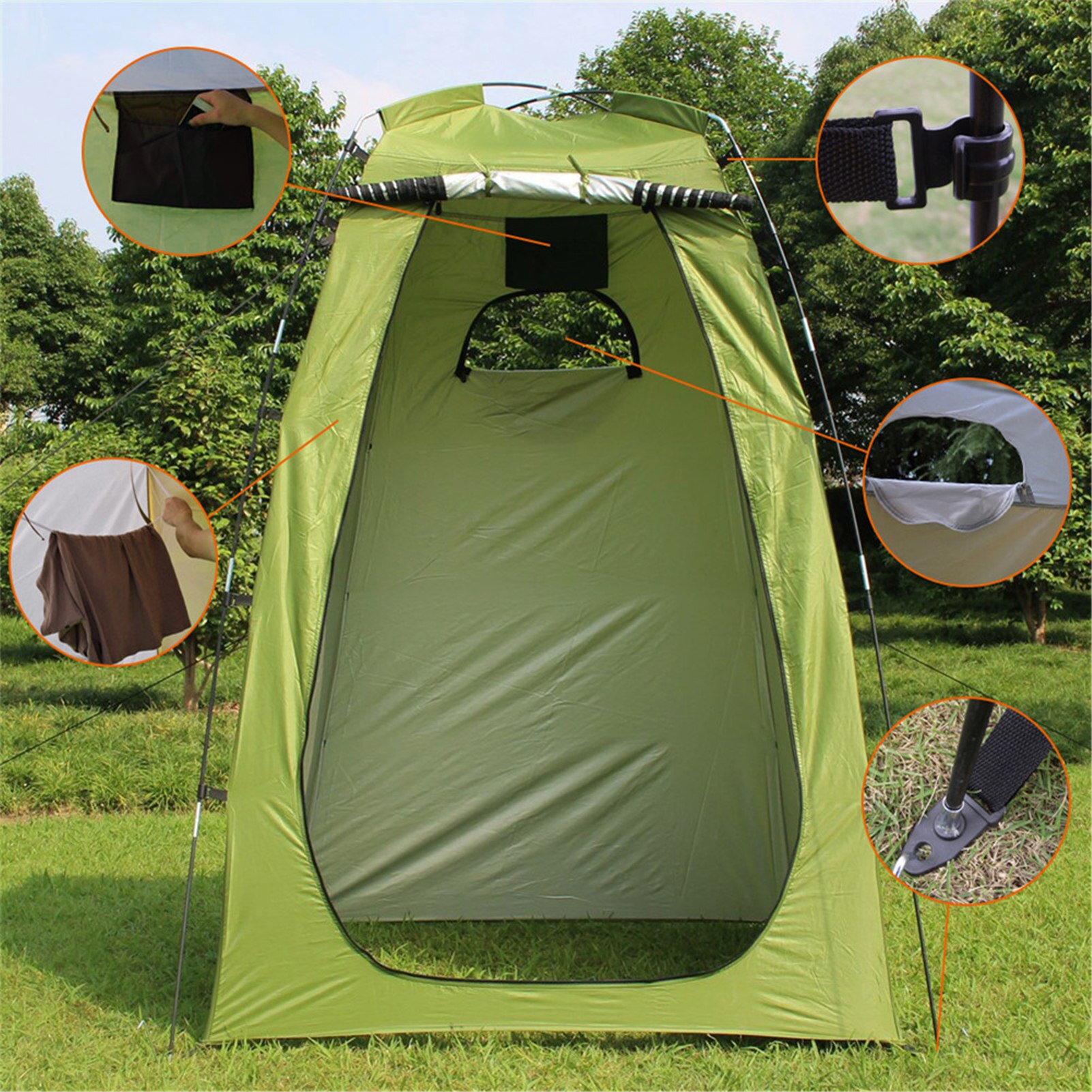 Portable Privacy Shower Toilet Camping Pop Up Tent Camouflage/UV Function Outdoor Dressing Tent/photography Tent Green & Yellow