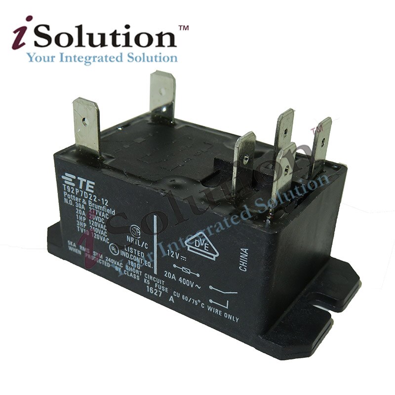 opprinnelig strømrelé  t92 s 7 d 22-12 t92 p 7 d 22-12 generell relé dpst-Nei  (2 form a ) 12 vdc 30a