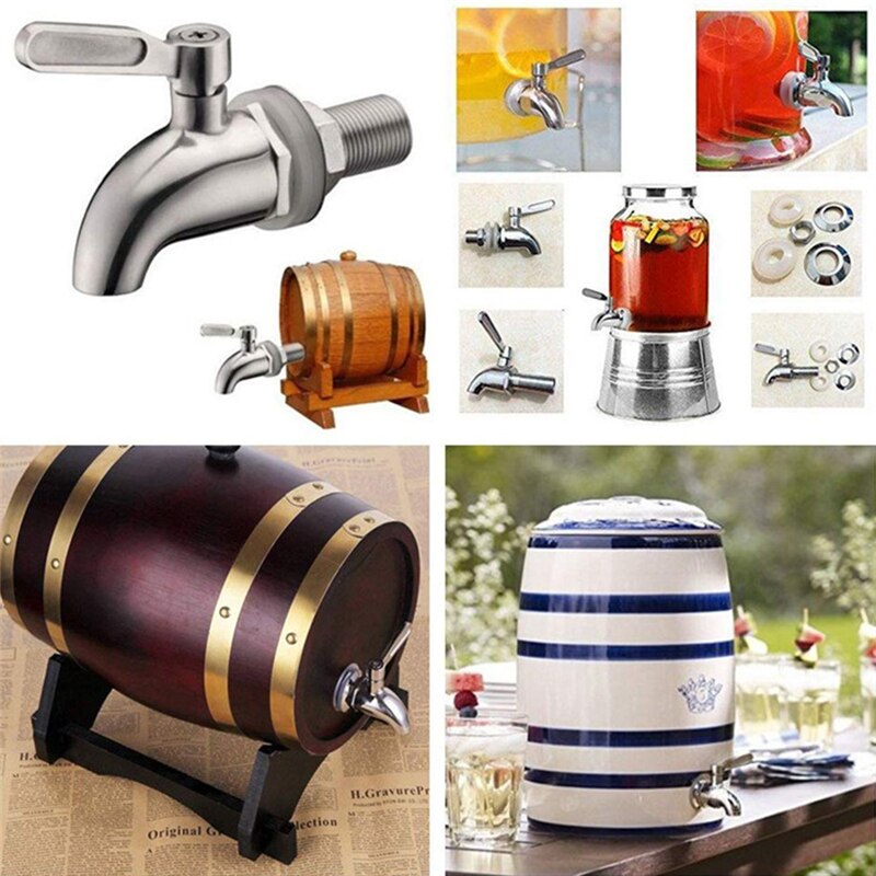 Wine Barrel Water Spigot Tap 304 Stainless Steel Faucet For Wine Beer Oak Barrel Beverage Dispenser Bar Supplies