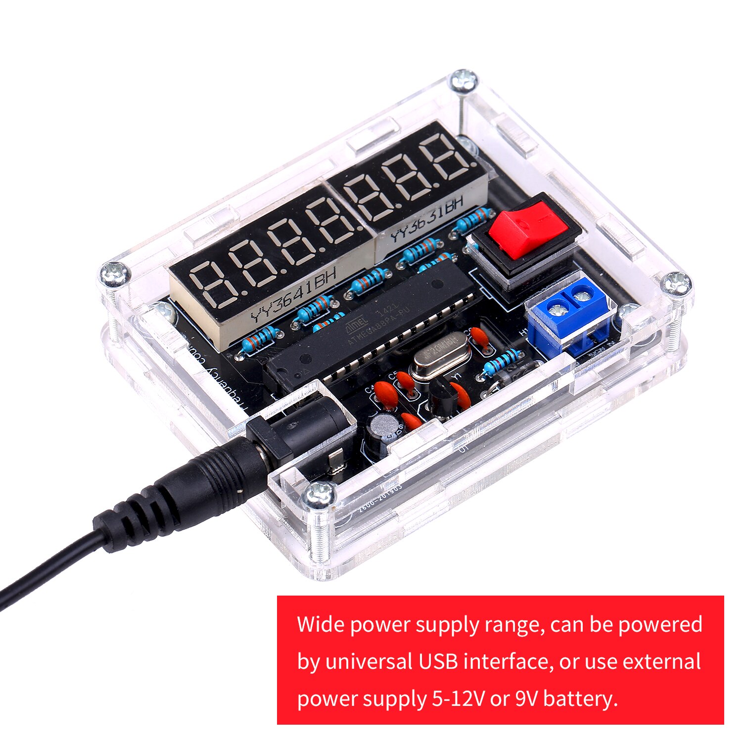 10MHz Frequency Meter DIY Kit Frequency Counter AVR with Shell Counter Cymometer Frequency Measurement 0.000 001Hz Resolution