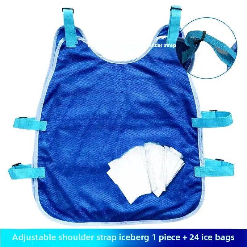 Summer Cooling Vest Ice Bag Vest Outdoor Heatstroke Prevention Clothing Men's Vest Cold Relief Essential Tool: Silver