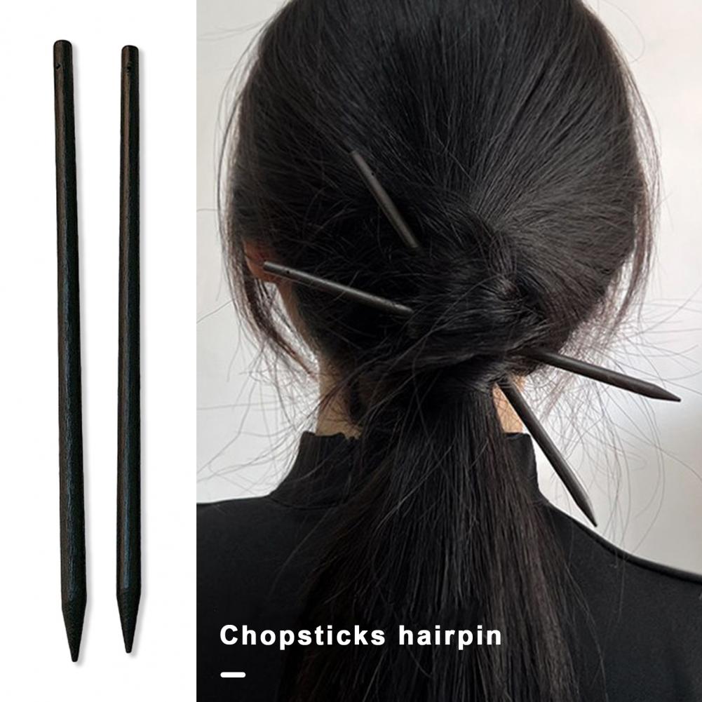 Lange Haarknoten-Clips, Haarnadel für dickes Haar, eleganter chinesischer Stil, schwarzes Holz-Haarstab-Set für Frauen, traditionell für lange