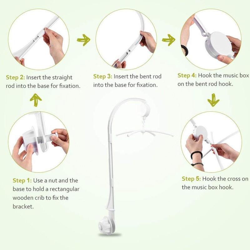 Rotating Baby Bed Bell Bracket Adjustable White Baby Bell Holder Interactive Box Crib Mobile Toy Bracket+wind-up Bed Music B7S5