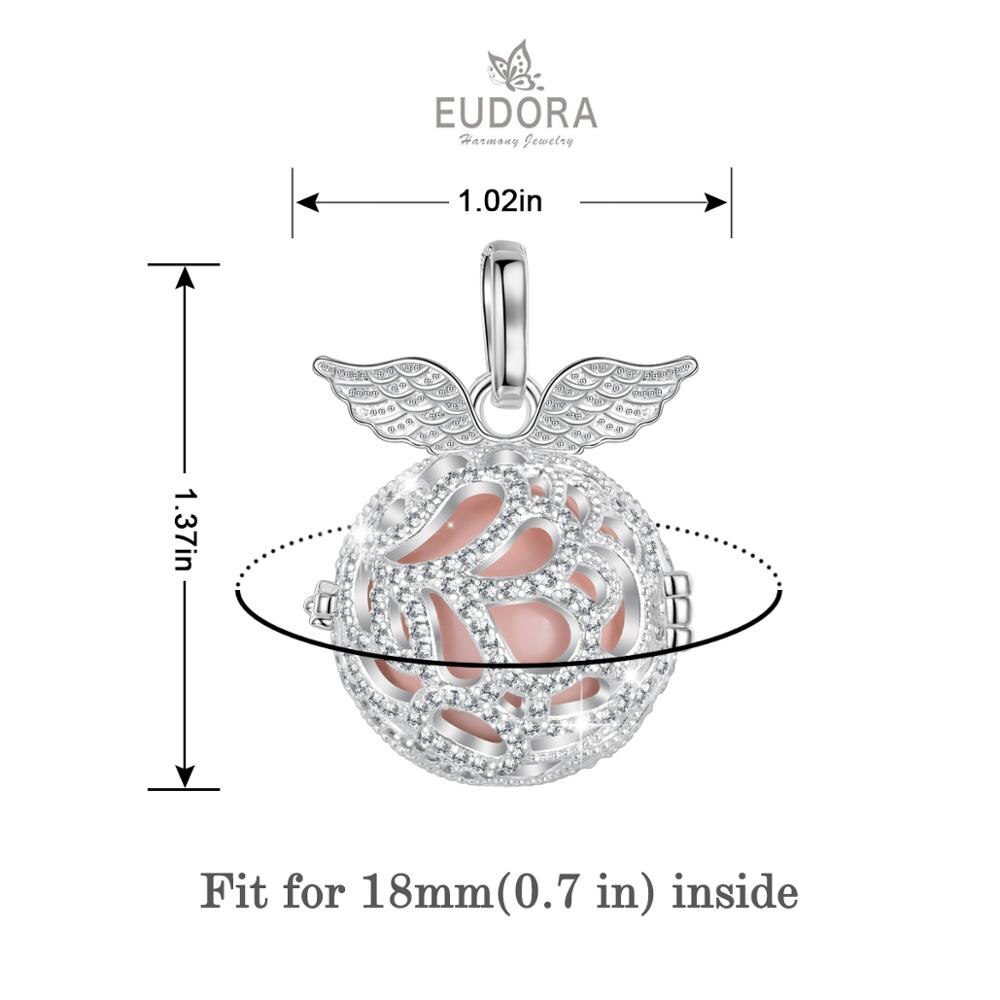 Angel caller 18mm Wing Harmony Bola Ball Crystal Ball CZ Cage Pendant long Necklace DIY Chime Ball For Pregnant woman baby K380