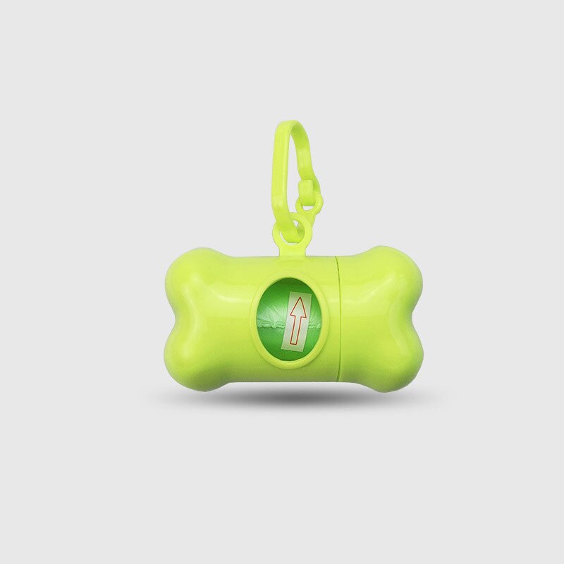 Pet Pooper scooper Bag Set Garbage Carrier Holder Pet Dog Bone Shape Trash Dispenser Storage Box for dogs cats: Green