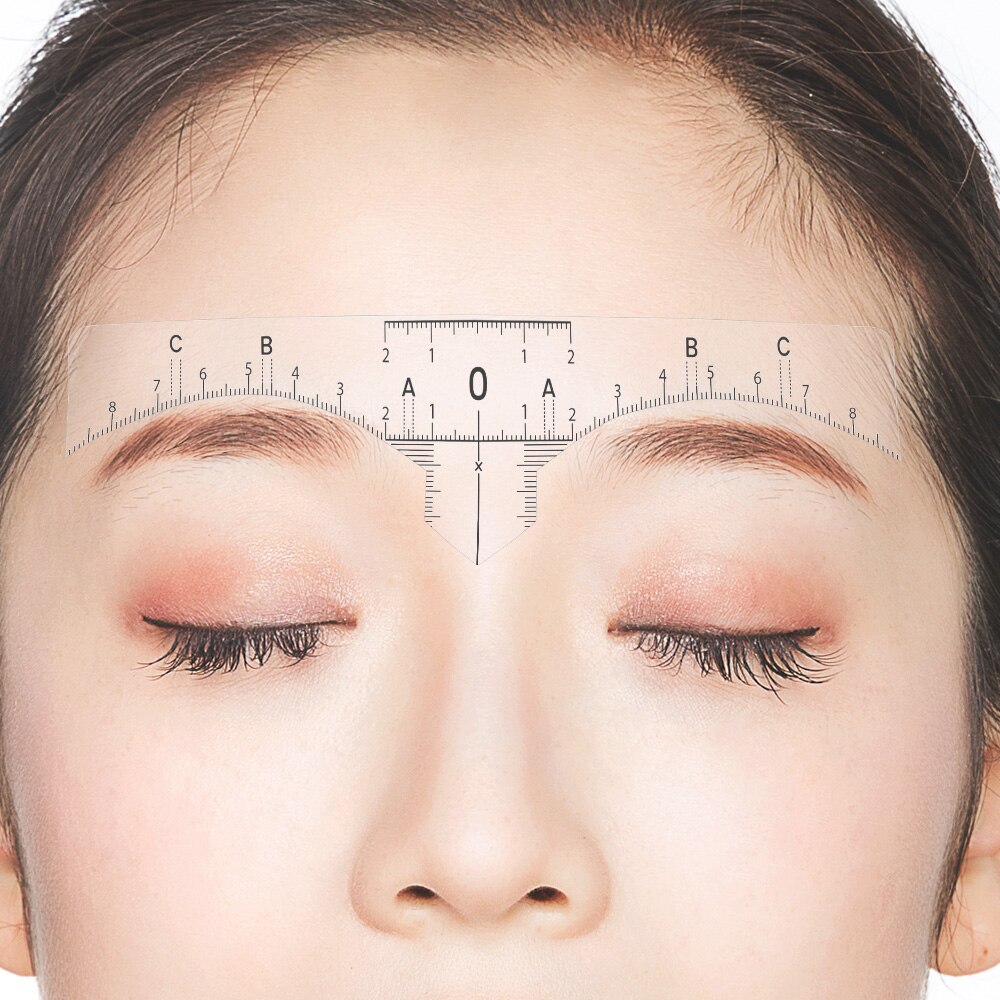 10PC Reusable Semi Permanent Eyebrow RulerMicroblading Calliper Stencil Makeup Eye Brow Measure Tool Eyebrow Guide Ruler