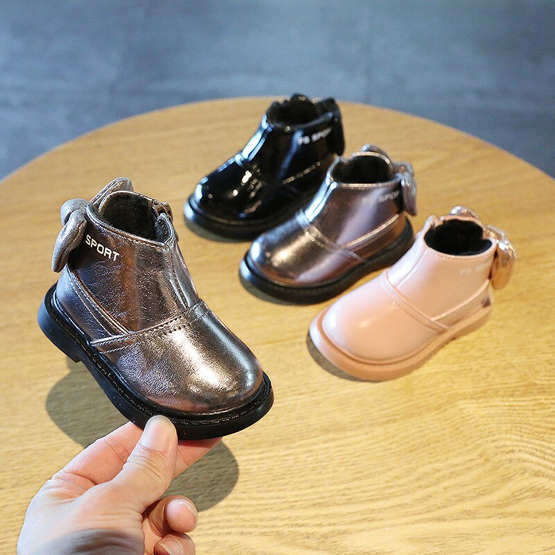 Pure kleur heldere baby katoenen schoenen 1-3 jaar oud winter plus cottonthickening kinderen laarzen Britse zachte bodem waggel laarzen