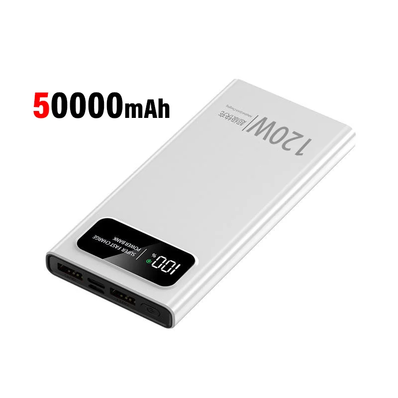 200000mAh 120W Power Bank a ricarica rapida capacità Super Ultralarge per batteria esterna di alimentazione Mobile per Iphone Xiaomi Vivo: BIANCO