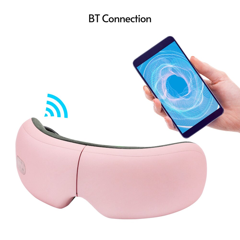 Eye Massager Voor Verlichten Ogen Batterij Verstelbare Elastische Band 4 Modi Bt Muziek Verbinding Met Warmte Trillingen
