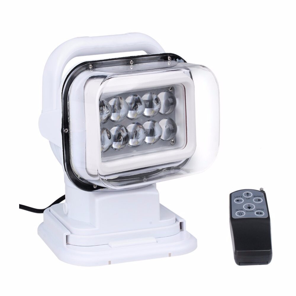 Projecteur Led avec télécommande, 50W, 7 pouces, 12V, 24V, Spot pour travaux, camion, bateau, SUV, pêche Marine, camping, 1 pièce: High White