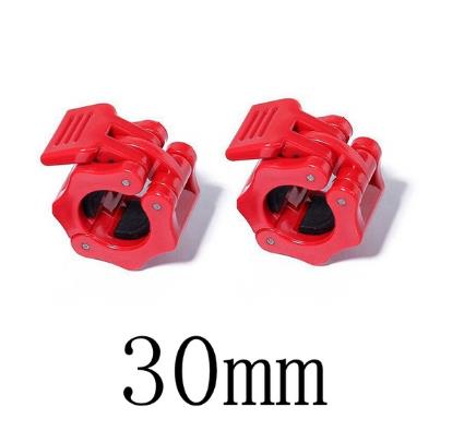 Abrazadera para Barra de pesas, 1 par, 30mm, barra de levantamiento de pesas, mancuernas de gimnasio, Fitness, culturismo: Rojo