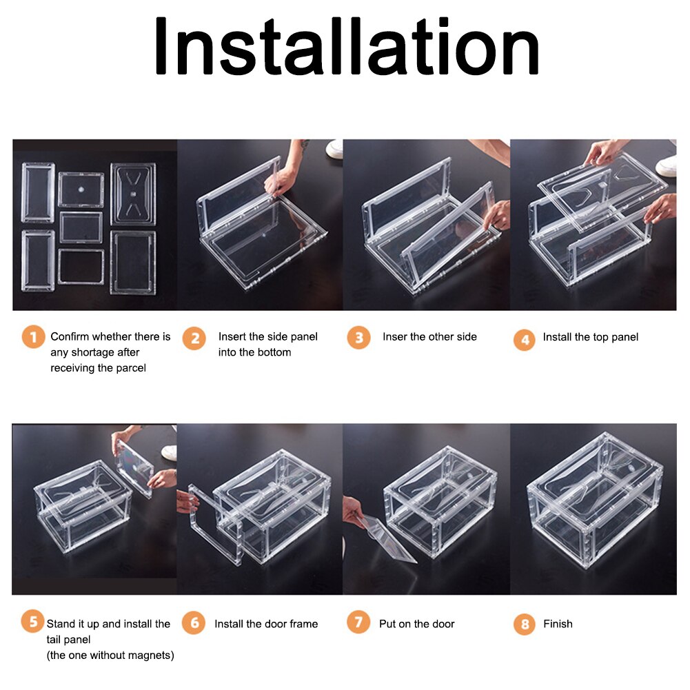Dust-Proof Plastic Acryl Transparante Opslag Schoenendoos Magnetische Thuis High-Top Basketbal Schoenendoos Vochtbestendige schoenenkast