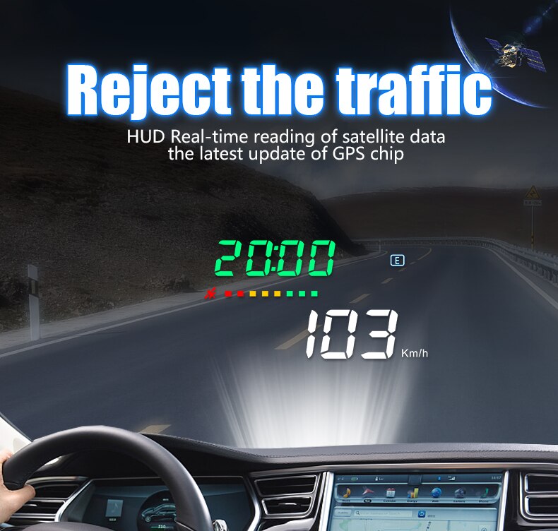 universell  a3 auto gps hud hode opp vise bil digitalt biltilbehør elektronikk digitalt speedometer vanntemperaturalarm