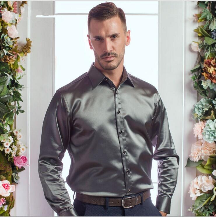 Heren Shirts Big Size Mannen Zeer Goede Lange Mouw Fluwelen Zijde Shirt Herfst Winter Mannen Warm Cultiveren Iemands moraal Shirt