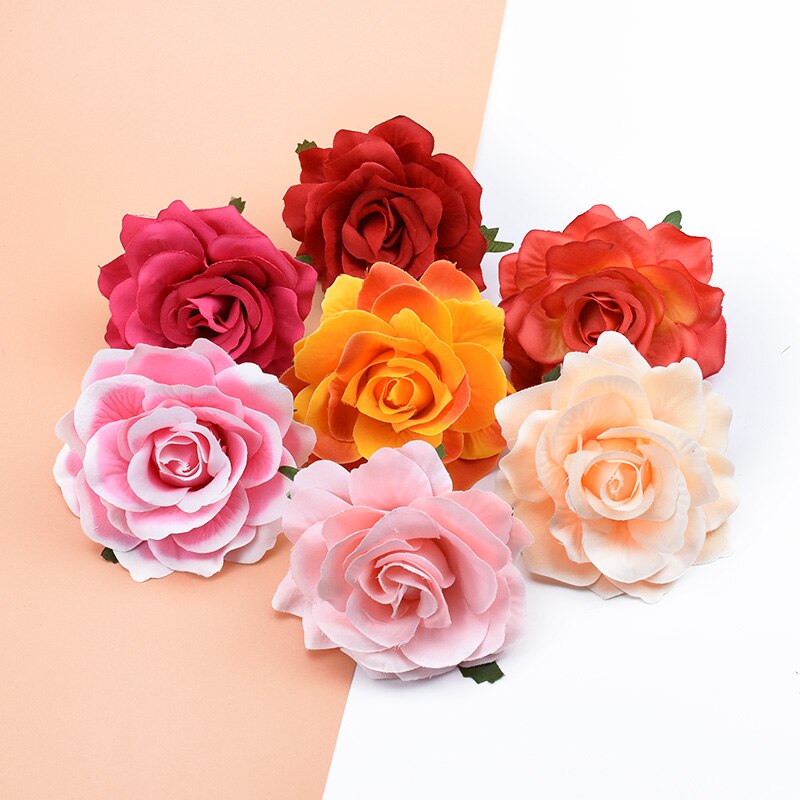 10 stk kunstige blomster til hjemmet bryllup dekoration julekrans brud broche diy håndlavet æske silke roser blomstervæg