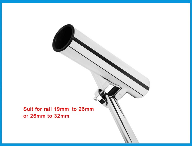 Rail Mount stainless steel316 fishing rod rack holder pole bracket support with clamp on rail 19 to 32mm boat marine hardware