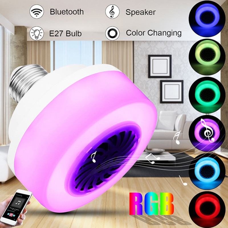 Wireless Bluetooth E27 LED Bulb RGB Speaker With Lamp And Music Play Control By Phone Smart Control APP