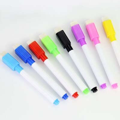 6Pcs Lot Magnetische Kleurrijke Whiteboard Pen Zwart White Board Markers Ingebouwde Gum Schoolbenodigdheden Kinderen Tekening Pen