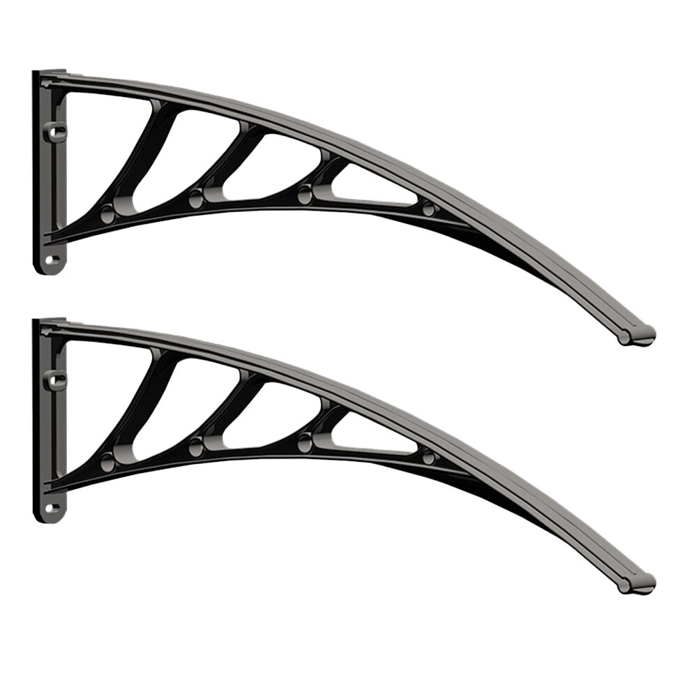 Outdoor Balcony Awning Support Bracket Door Window Eaves Awning Holder - 3mm Bracket Slot Width (Black): 2pcs