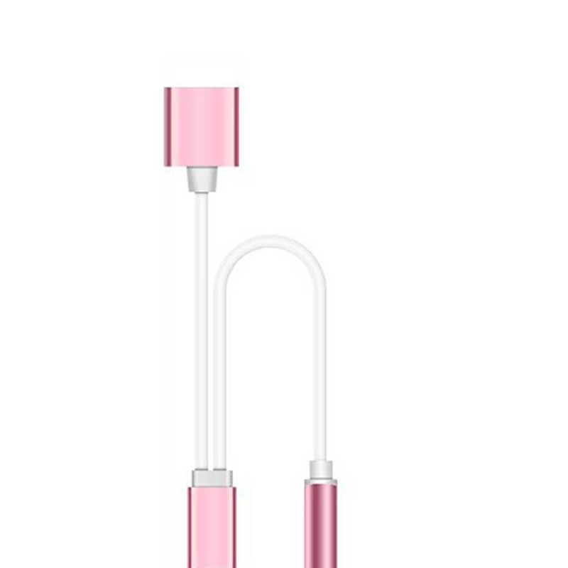 For iPhone Adapter 2 In 1 For iPhone XS 11 PRO MAX XR X 8 Plus Lighting to 3.5mm Jack Earphone Charging Converter AUX Splitter: Rose Gold