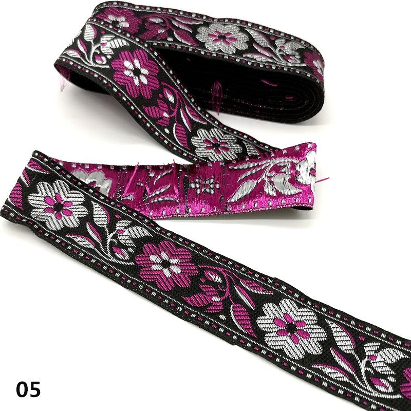 3 Yards Vintage Flower Ethnic Embroidery Lace Ribbon Boho Lace Trim DIY Clothes Bag Accessories Embroidered Fabric