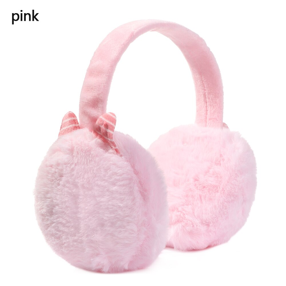 Winter Autumn Warm Faux Fur Earmuffs Cute Cat Ear Earflap Plush Earmuff for Girls Ladies Women Hairbands Ear Muffs: pink