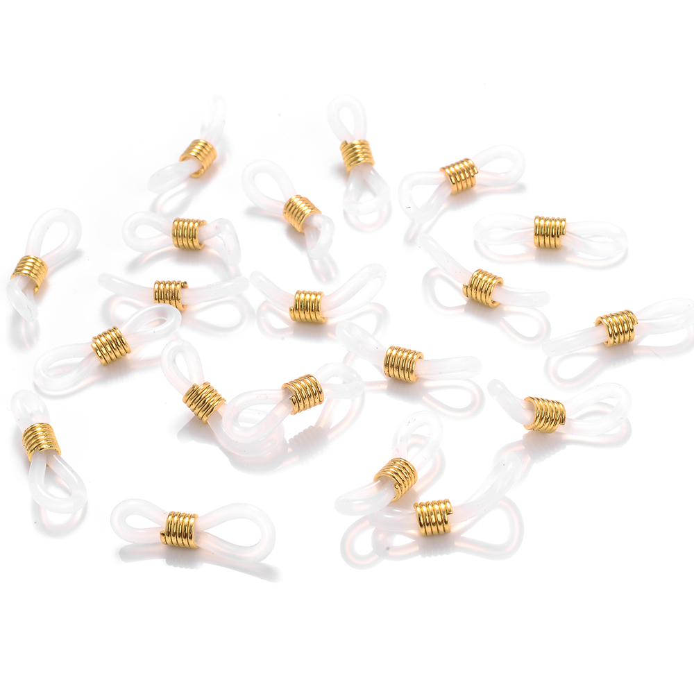 50 Uds. Conector de gancho para la oreja para gafas, cadena para gafas, extremos de retenedor, soporte para cable de cuerda, retenedor de correa, accesorios de bucle final: Negro