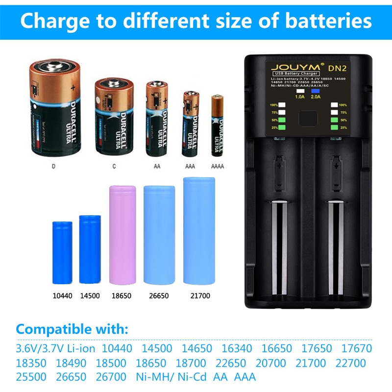 Battery Charger Voor 18650 3.7V 18350 18500 21700 20700B 10440 26650 1.2V Ni-Mh/Cd, een Aa Aaa Lithium Nimh Batterij Lii-PD4