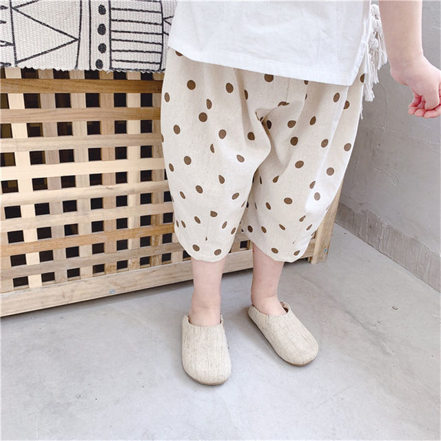 2021 estate nuovi ragazzi e ragazze pantaloni a 7 punti polka dot bambino pantaloni larghi e comodi della zanzara coreana cotone P4201