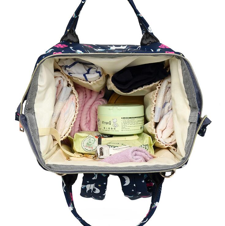 LIGHT grey Unicorn diaper bag, beige nappy bags, waterproof shoulders backpack