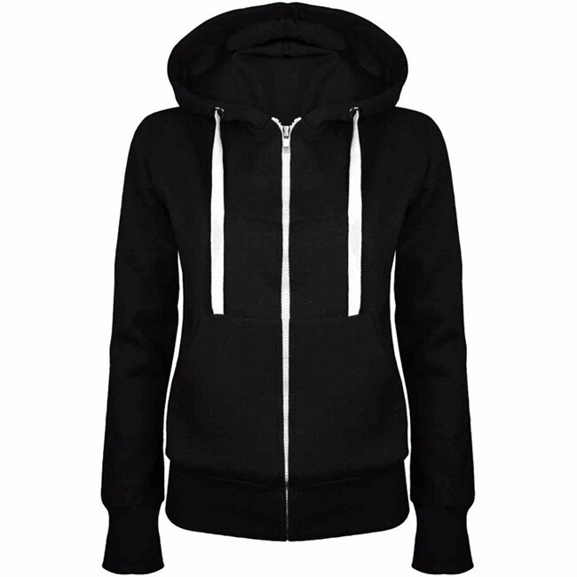 Vrouwen Skateboard Sport Sweatshirt Hoodies Rits Herfst Lente Mode Toevallige Hoody Lange Mouwen Jas Truien: Black / L