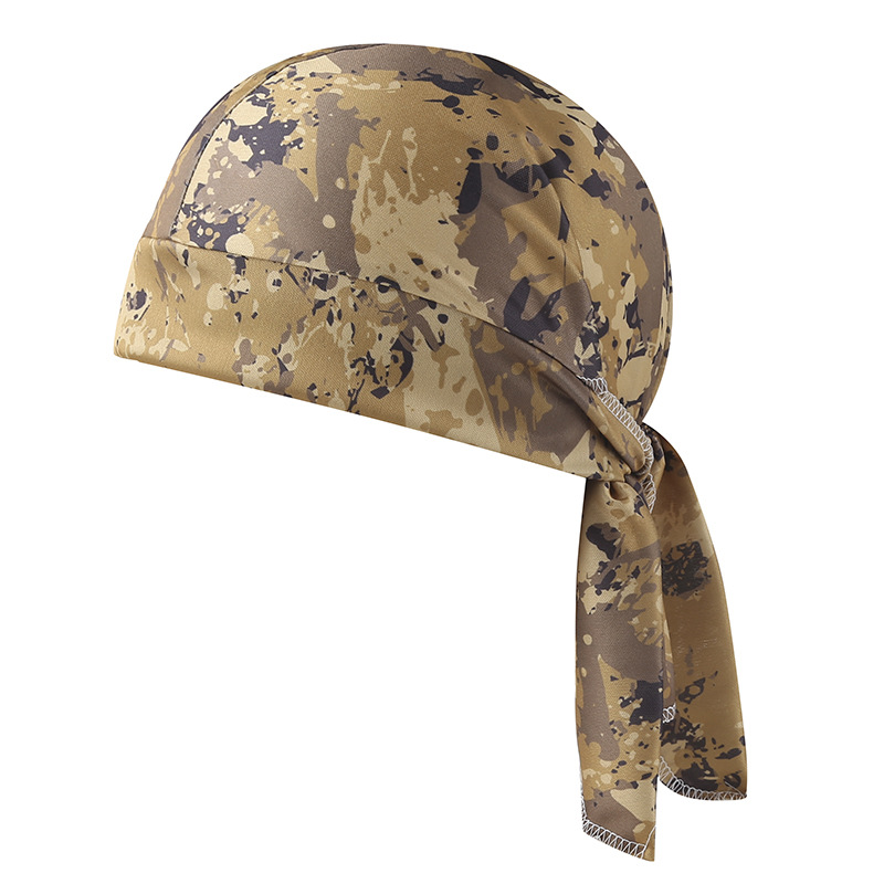 Camouflage Headband Bandana Handkerchief Head Man Pirate Hat Cycling Hood Sun Protection Sports Breathable Printed Headscarf: Silver