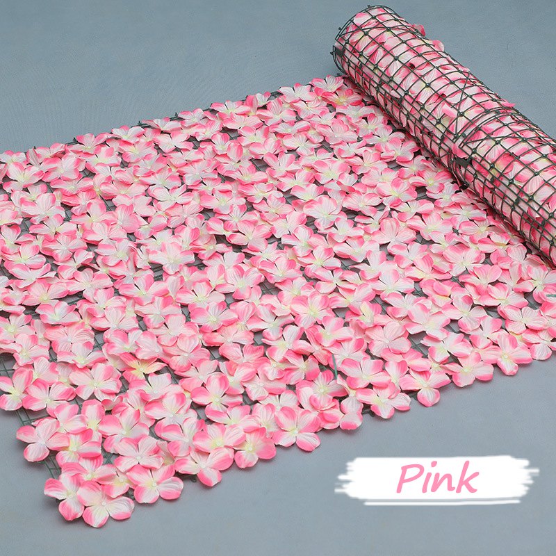 Kunstig blomsterhegn hækvæg lodret gårdsplads hækhegn udendørs havehegn dekoration privatliv beskyttelse sakura skærm: 2*5m / Burgunder